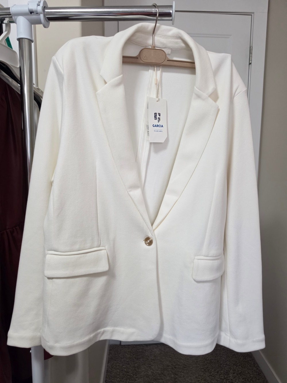 Garcia White Cream Single Button Blazer XXL